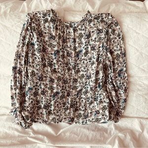 Loft split neck Long sleeve blouse medium petite floral